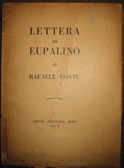 Rafaele Contu Lettera su Eupalino 1932 Roma presso 'Novissima'